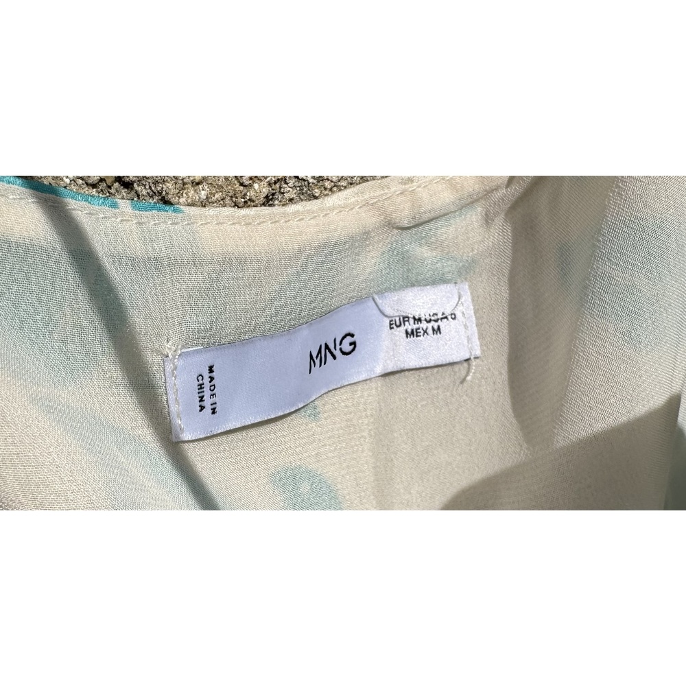 Mango Turquoise and White Print Ruffle Jacky Dress Size 6 - Picture 4 of 5